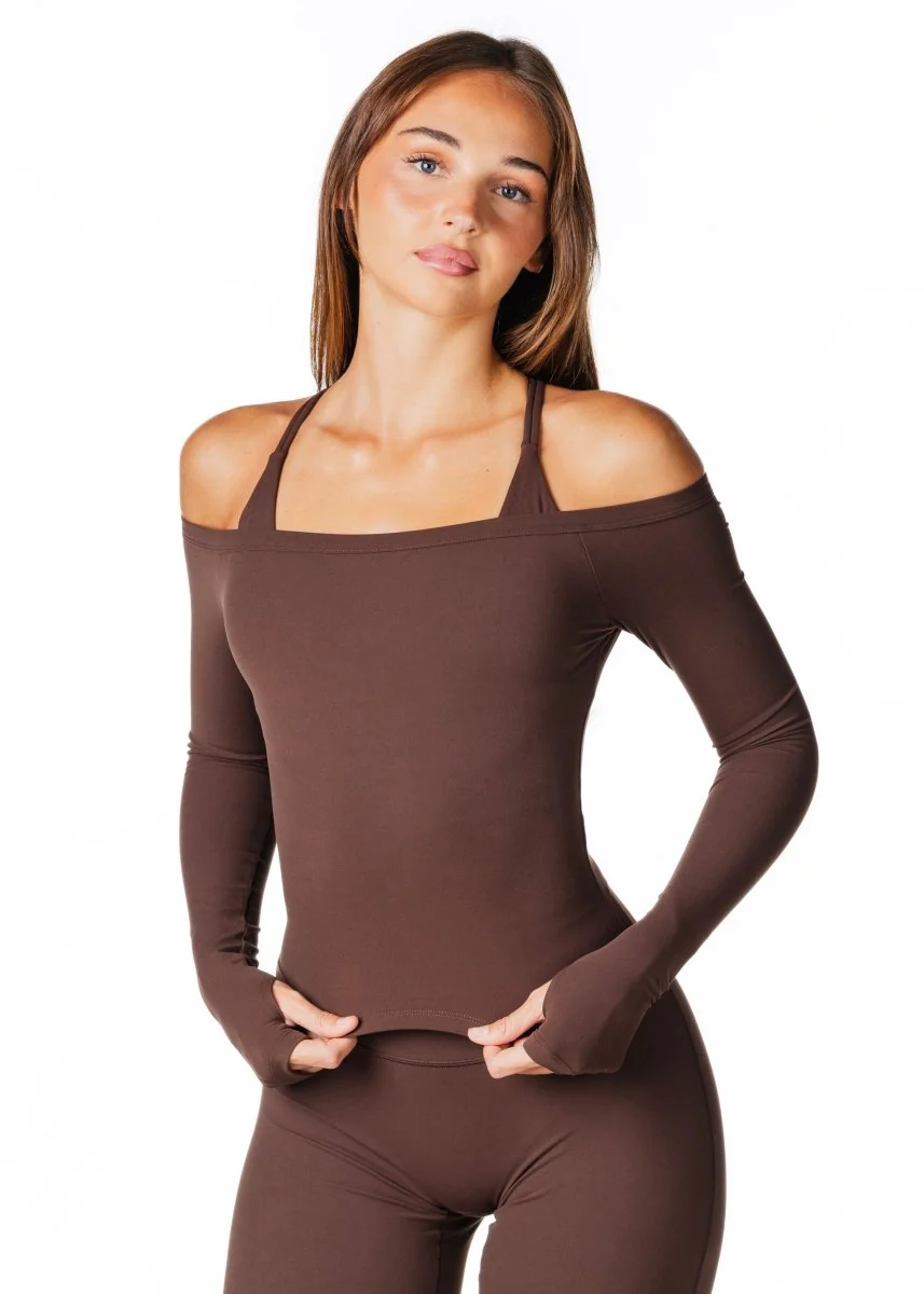 Core Capsule Off The Shoulder Top - Dark Choc - Image 8