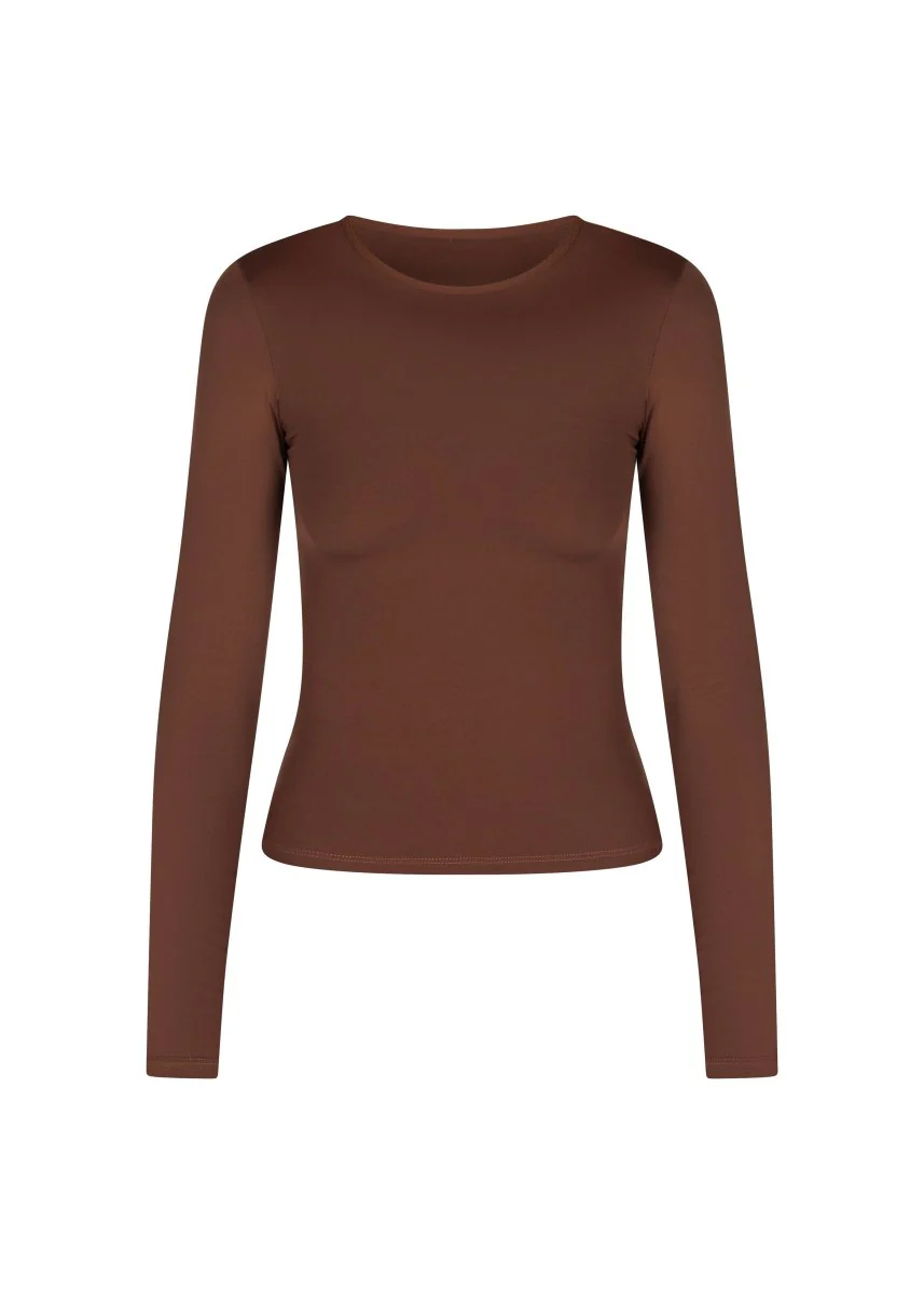 Kikiva Basic Tee Long Sleeve -  Mocha Brown - Image 5