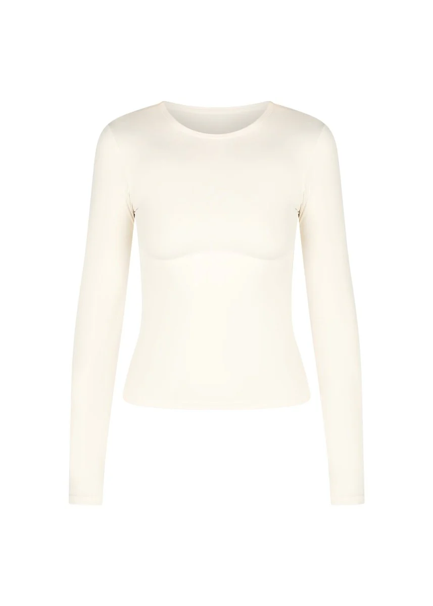 Kikiva Basic Tee Long Sleeve -  Ivory - Image 6