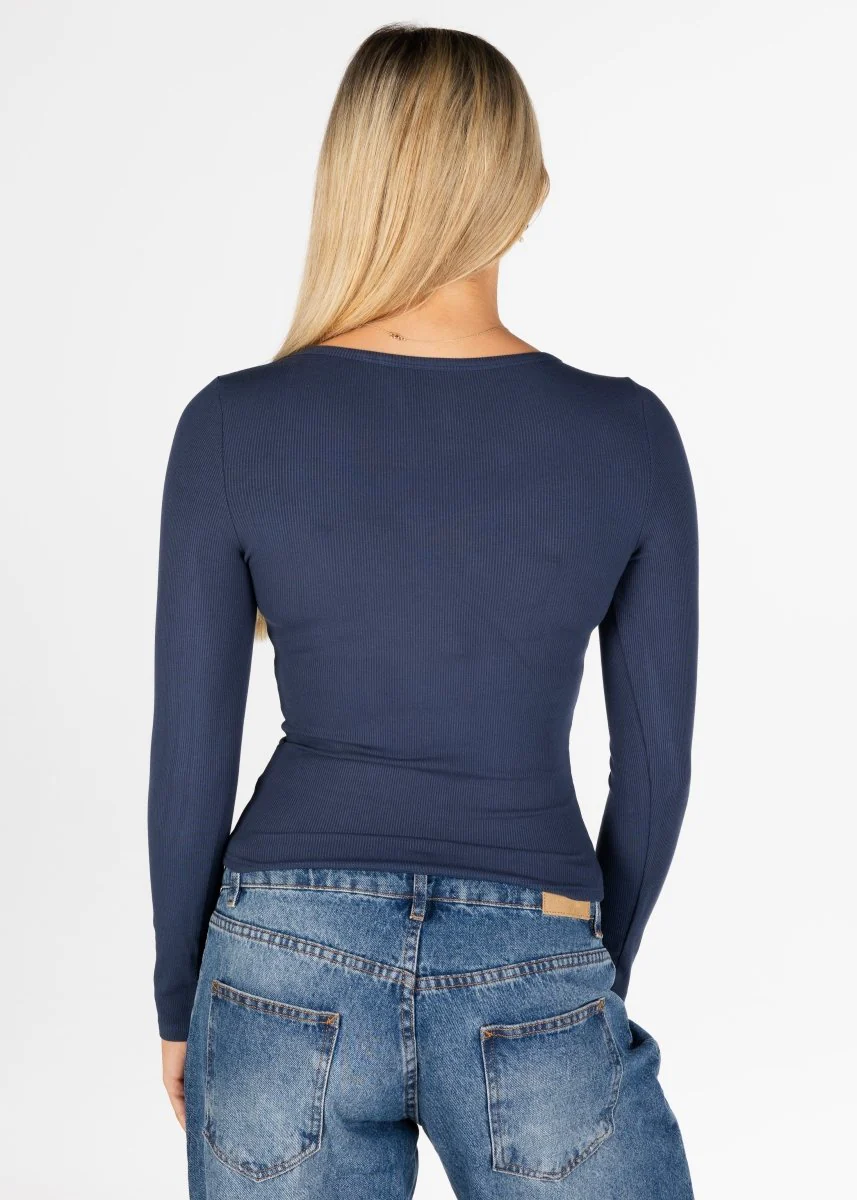 Kikiva Ribbed Long Sleeve - Deep Blue - Image 3