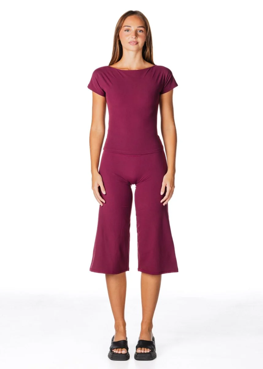 One Shoulder Top - Burgundy - Image 11
