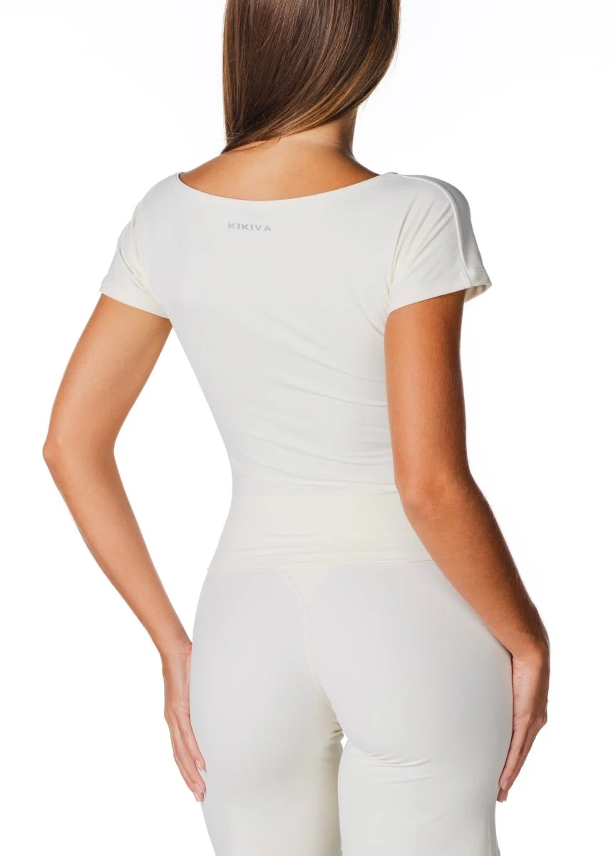 One Shoulder Top - Cream - Image 5