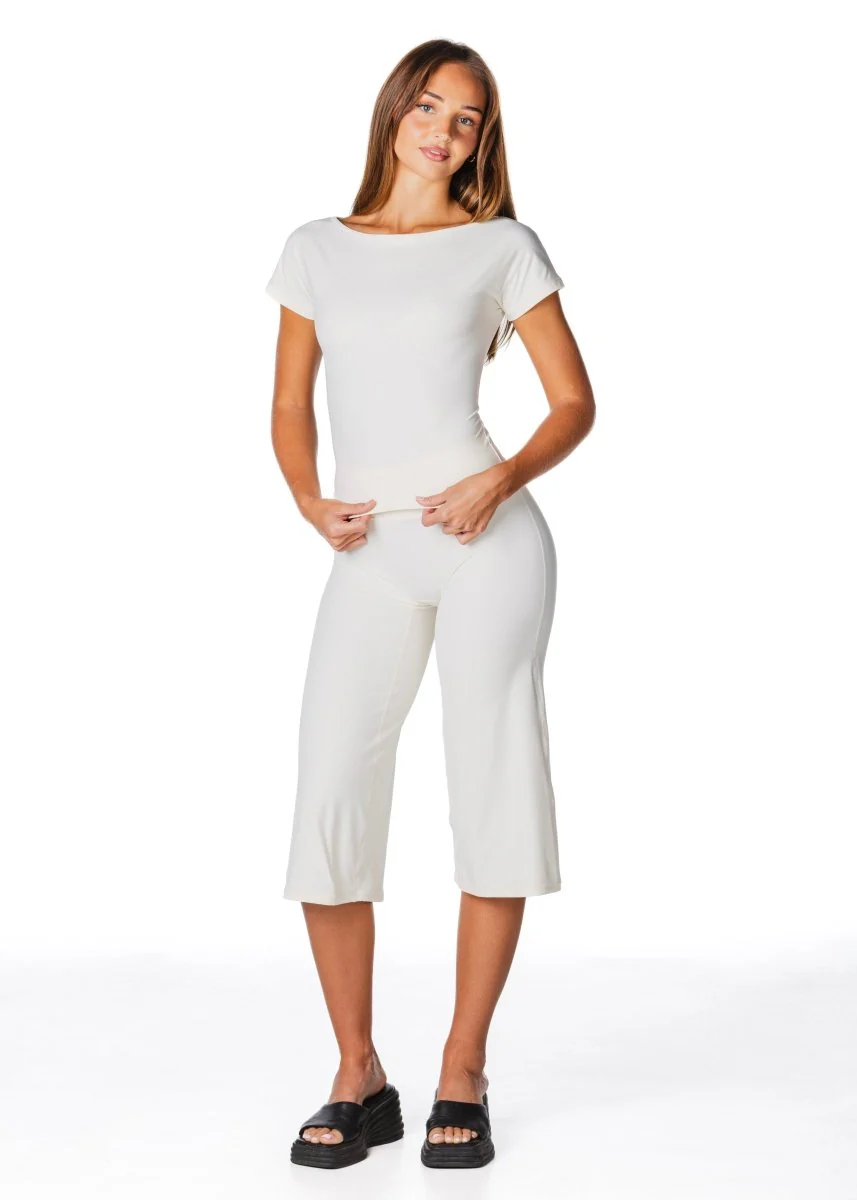One Shoulder Top - Cream - Image 6