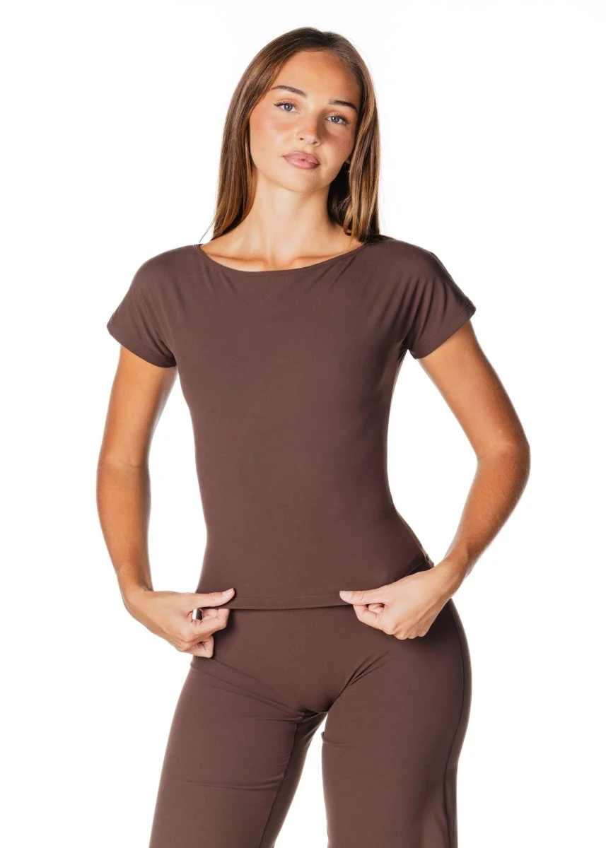 One Shoulder Top - Dark Choc - Image 4